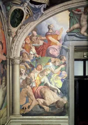 Mozes slaat water uit de rots, uit de Capella di Eleonora, 1555